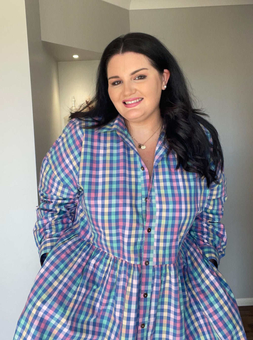 Coloured Gingham Shirt Dress