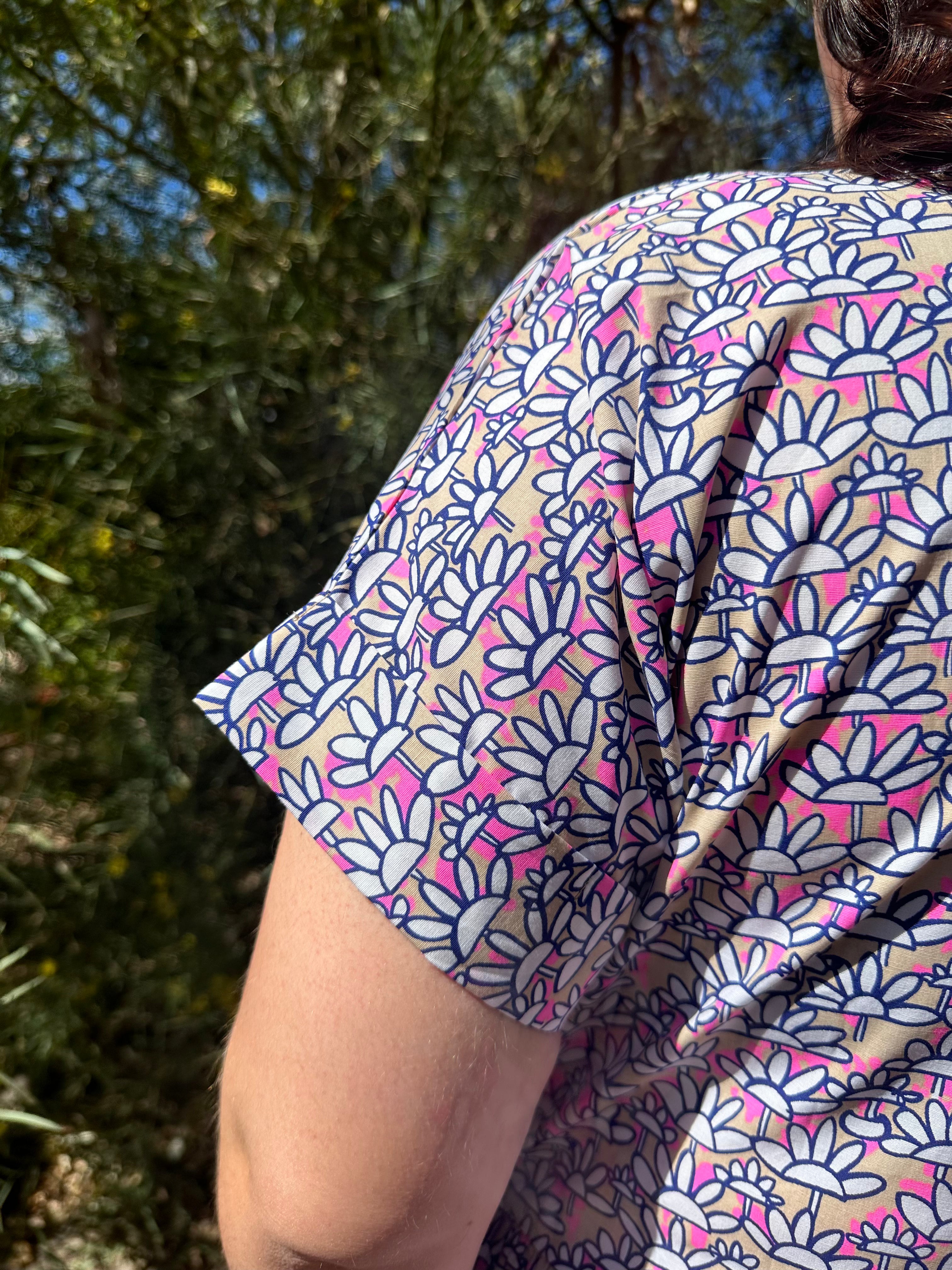 Flamingo Bloom V-Neck Dress