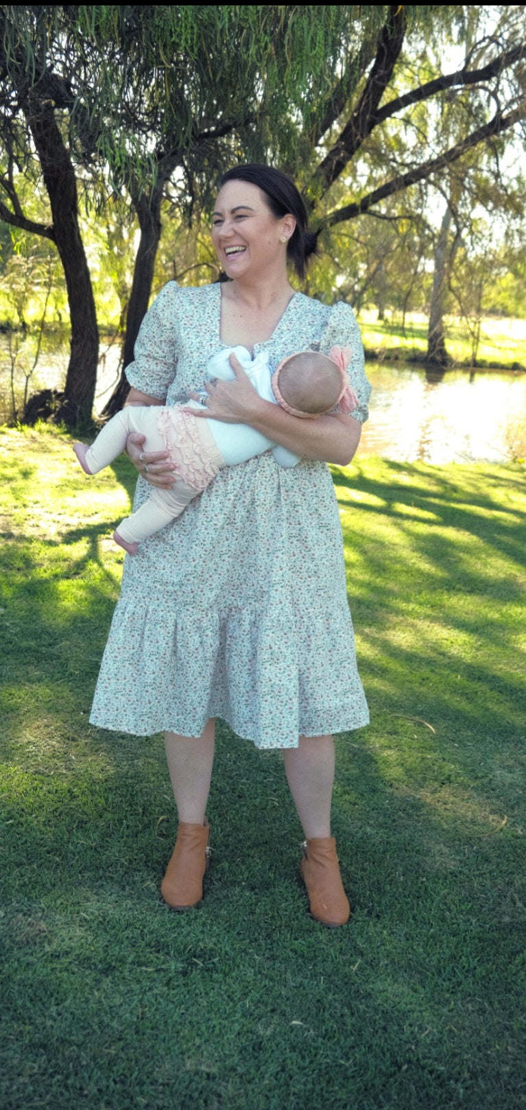 Pink/Blue Flowers Breastfeeding Dress