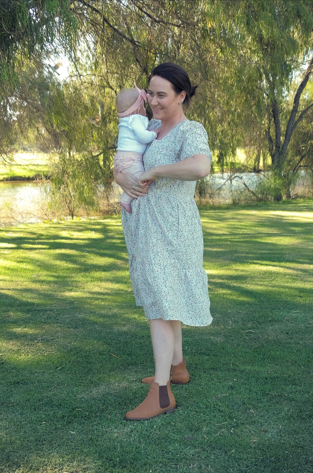Pink/Blue Flowers Breastfeeding Dress