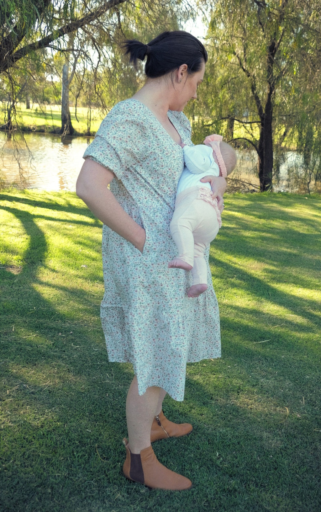 Pink/Blue Flowers Breastfeeding Dress
