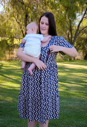 Blue Circles Breastfeeding Dress