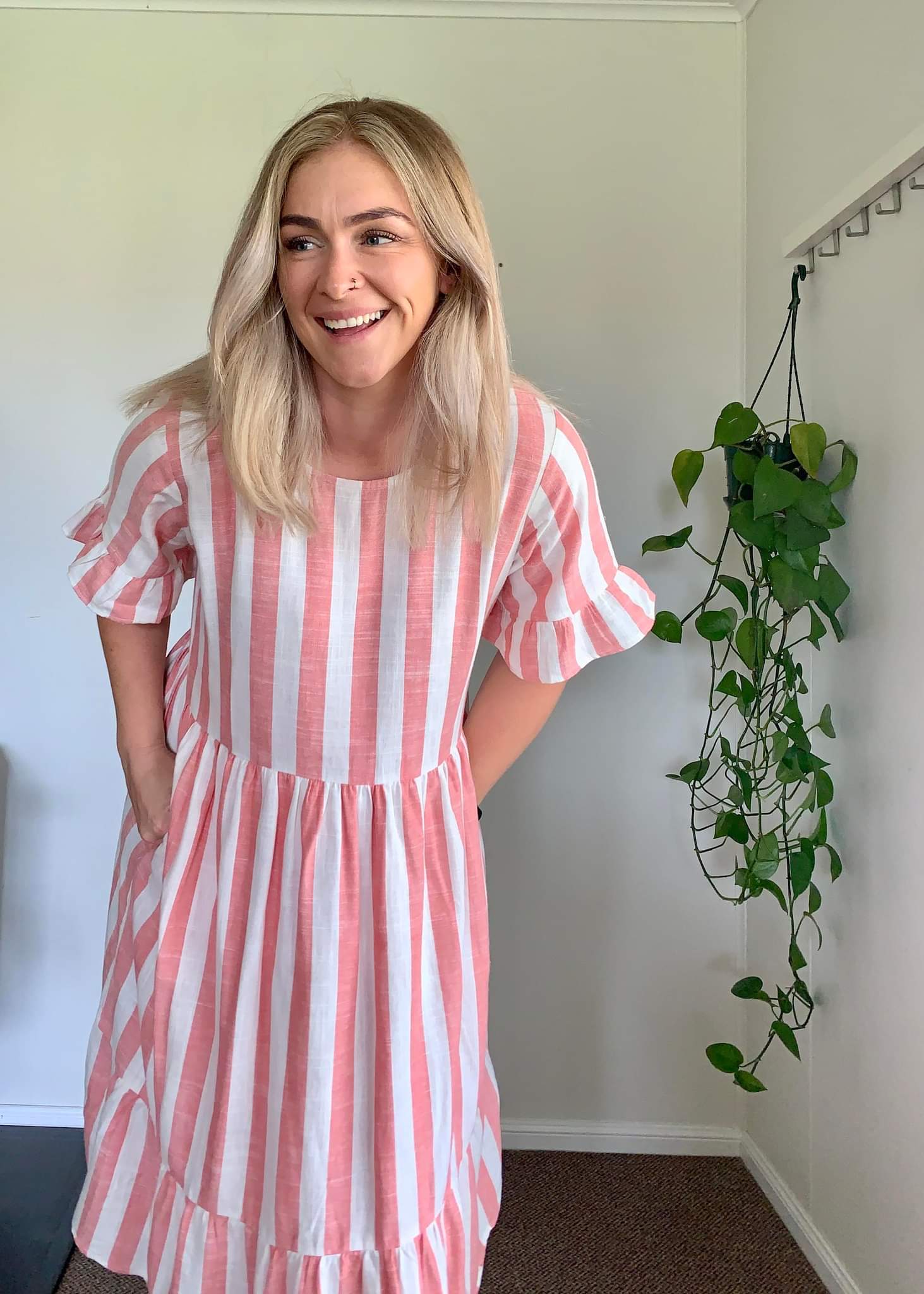Pink Stripe Linen Missy Dress