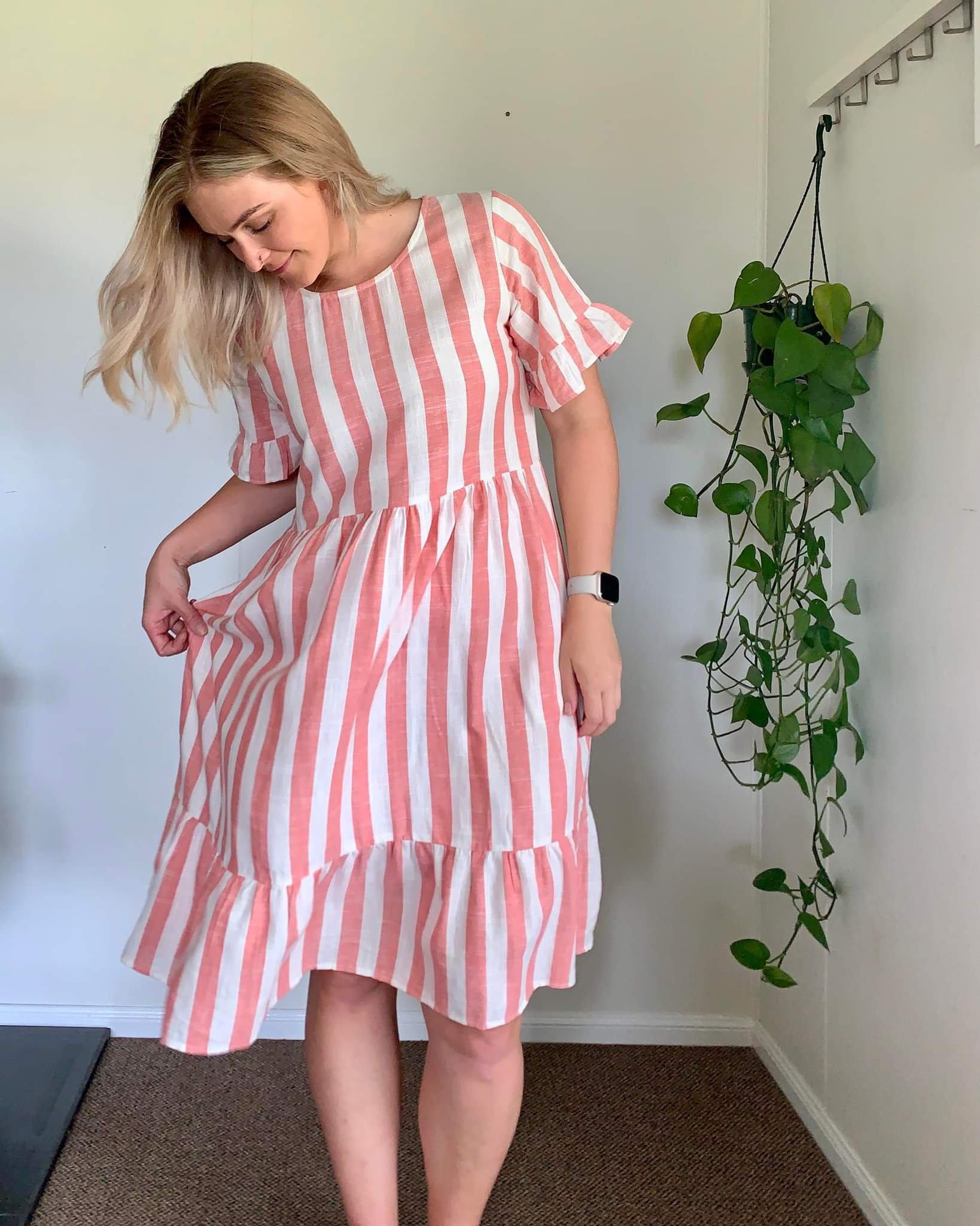 Pink Stripe Linen Missy Dress