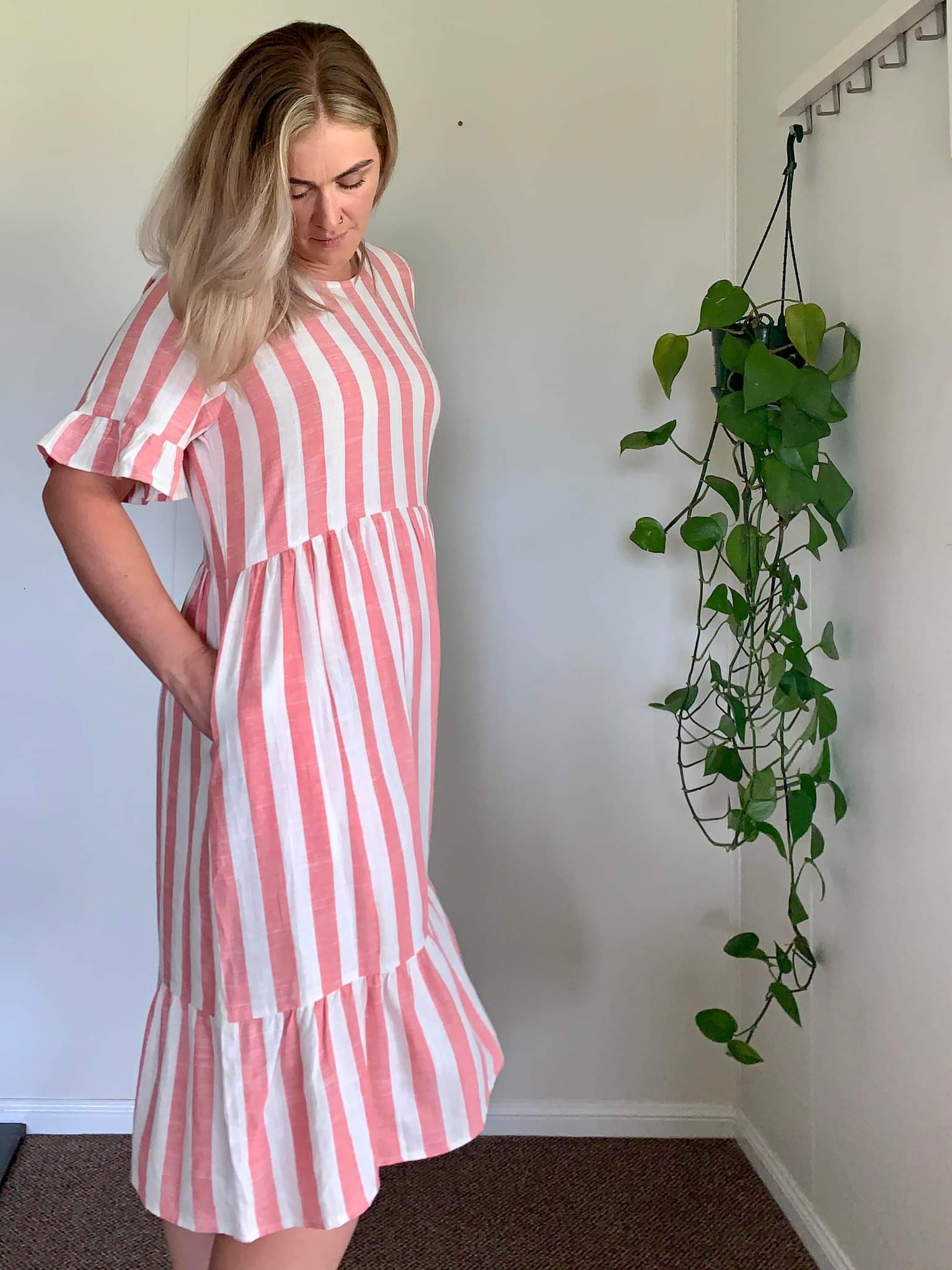 Pink Stripe Linen Missy Dress