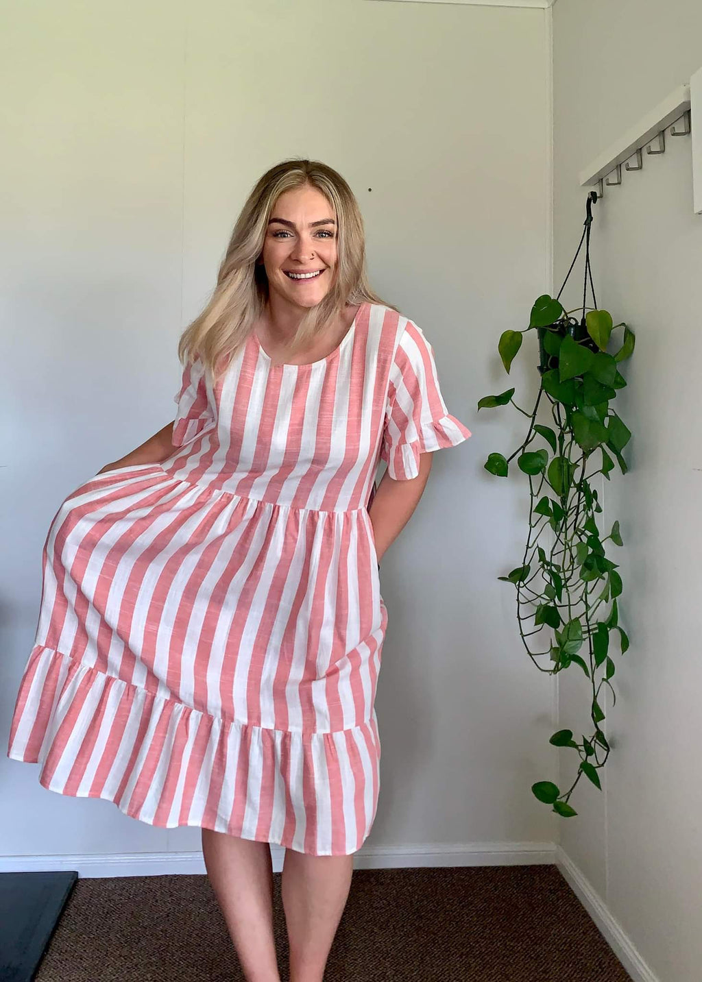 Pink Stripe Linen Missy Dress
