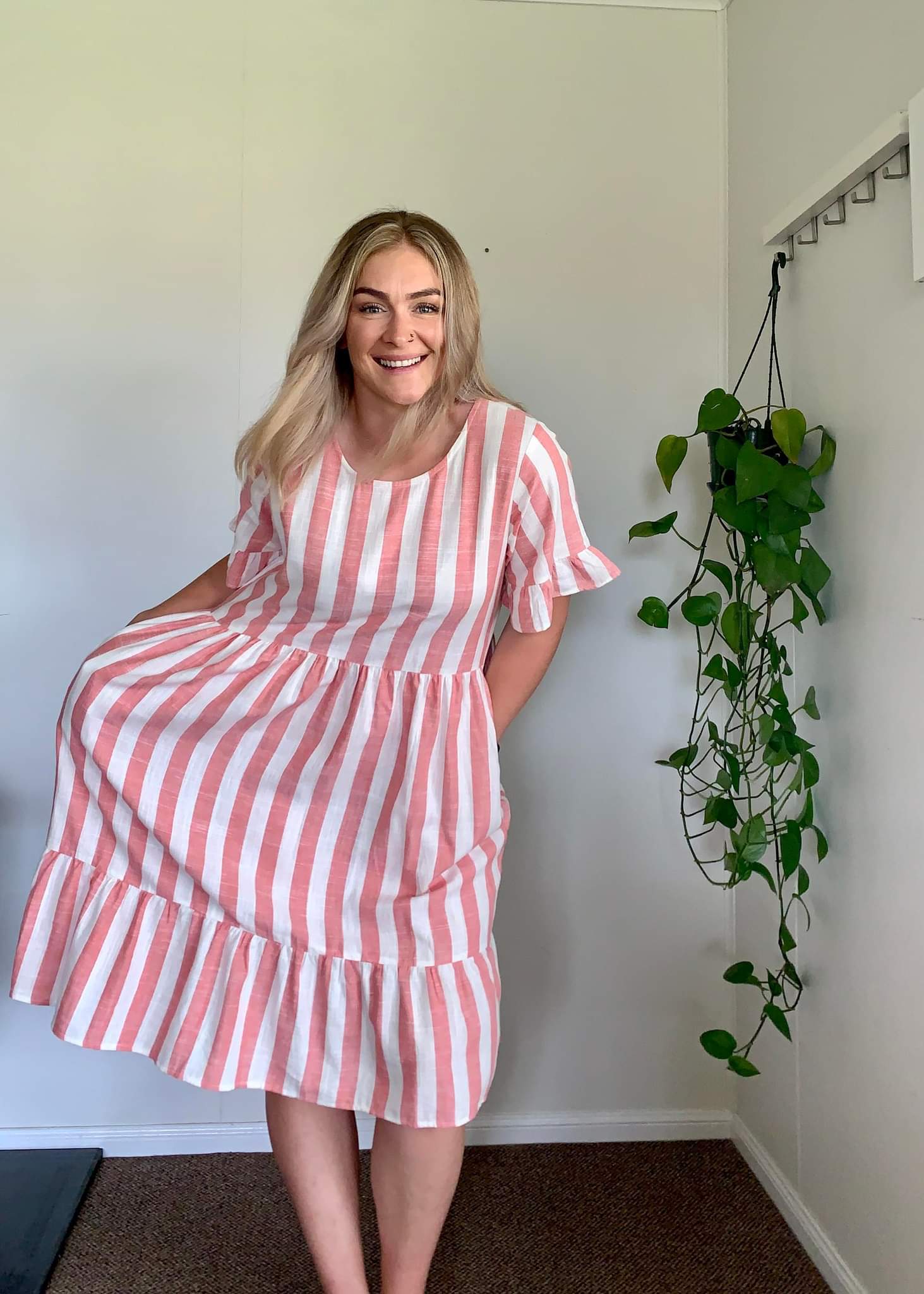 Pink Stripe Linen Missy Dress