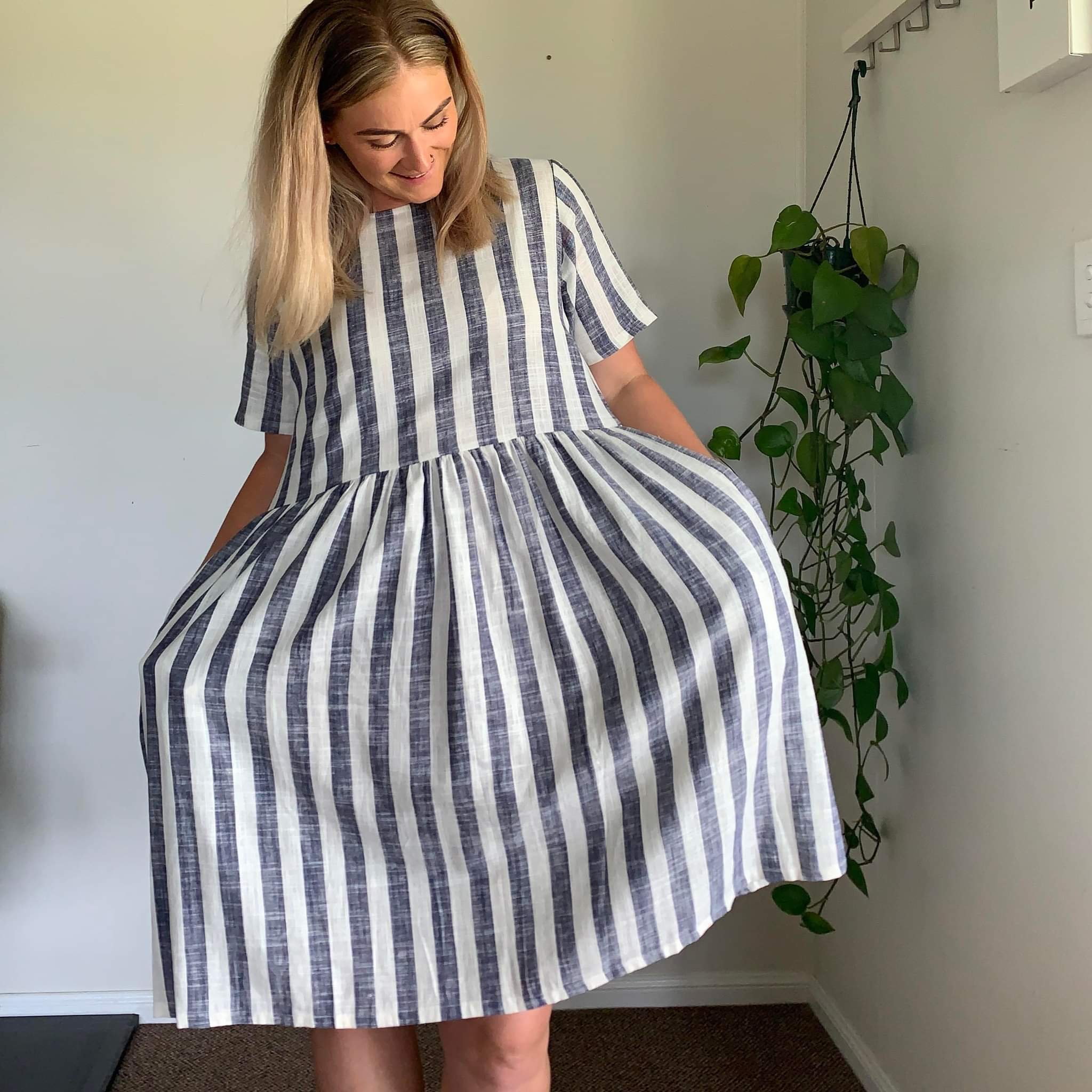Blue Stripe Linen Liv Dress